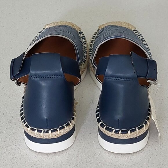 NWT A.N.A. Blue/White Multi Stripe Sandals with Ankle Strap Women's Size 8 - Picture 4 of 13